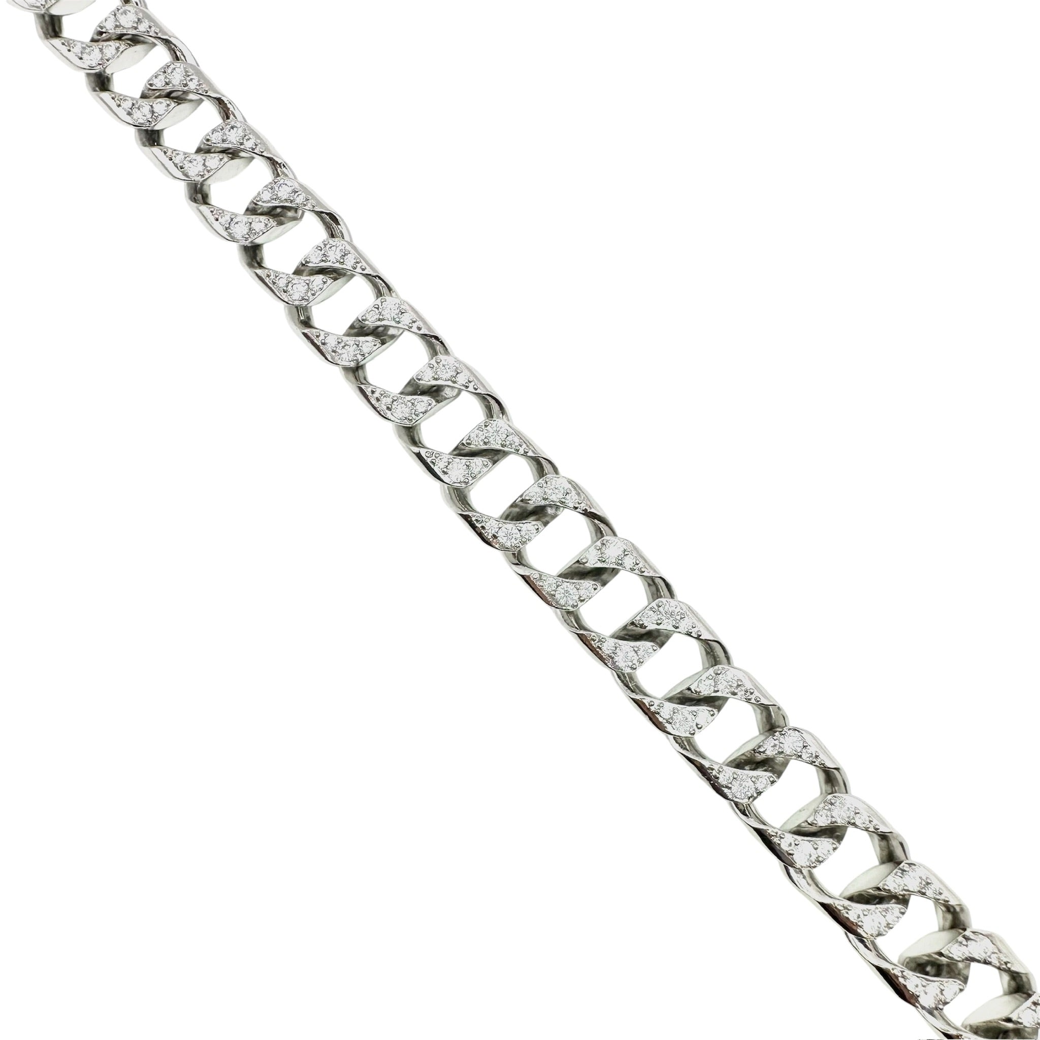 Wasserdichtes Iced Out Cuban Link Zirkonia Pavé Armband 12mm Silber 22cm