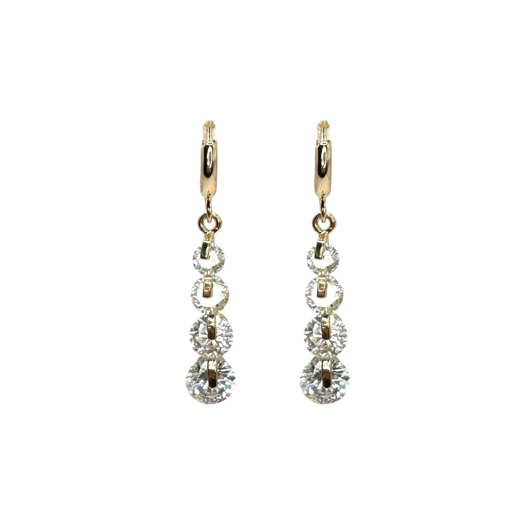 Wasserdichte Zirkonia Triple Round Creolen Ohrhänger, goldfarben