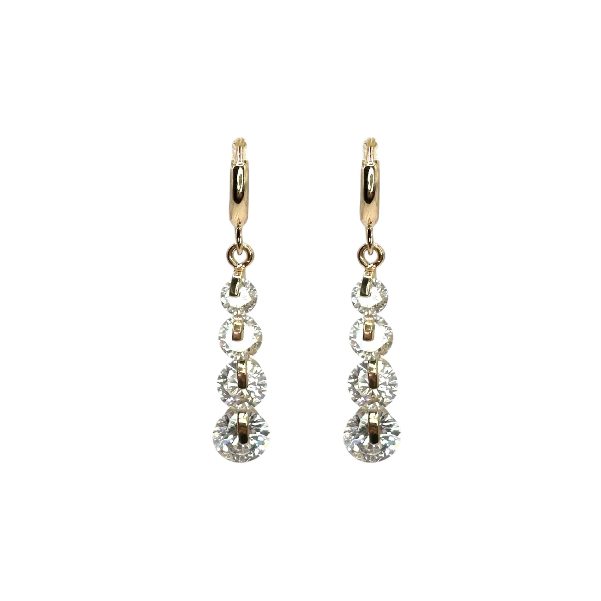 Wasserdichte Zirkonia Triple Round Creolen Ohrhänger, goldfarben