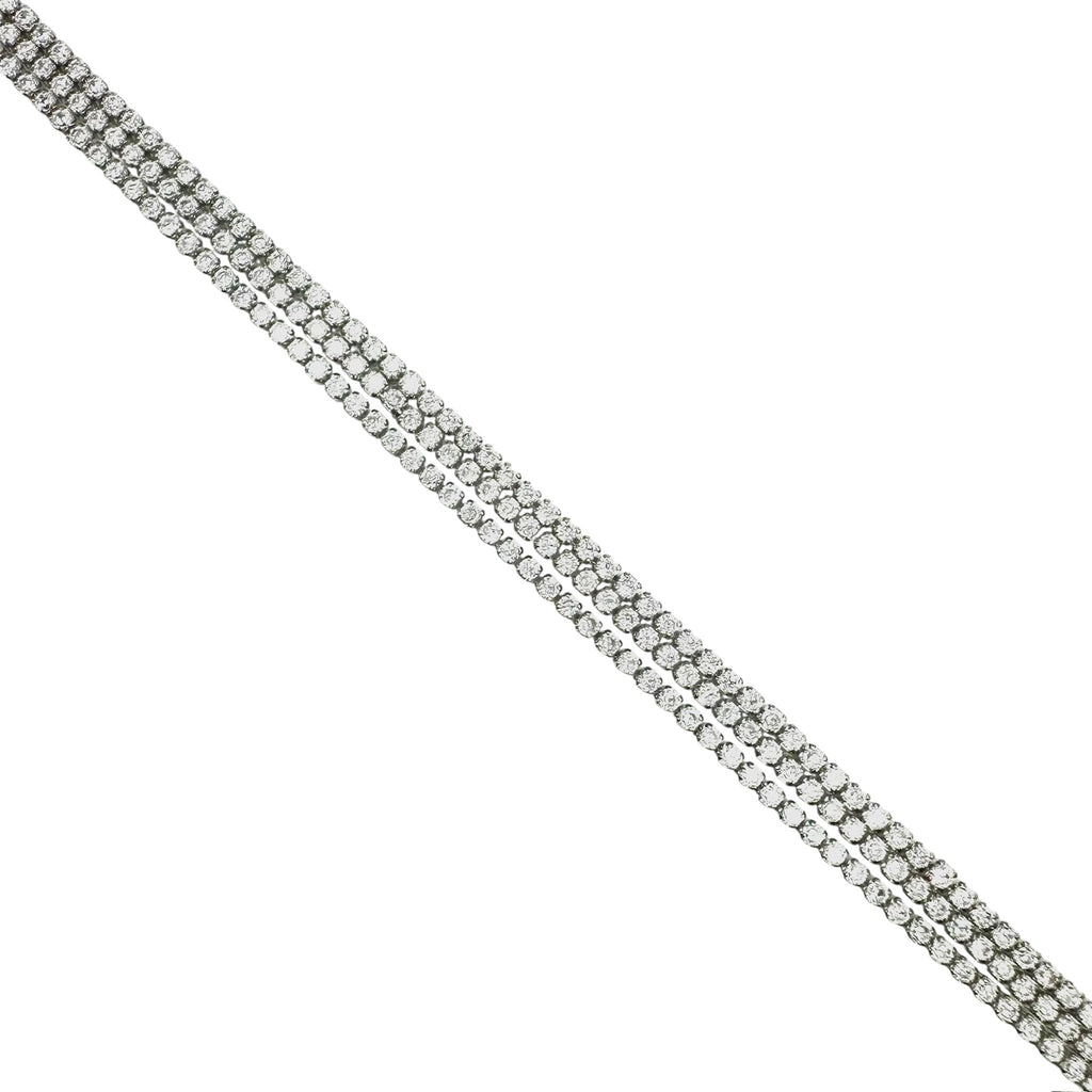 Wasserdichtes 3-reihiges Zirkonia Tennisarmband T-Bar Silber 18cm