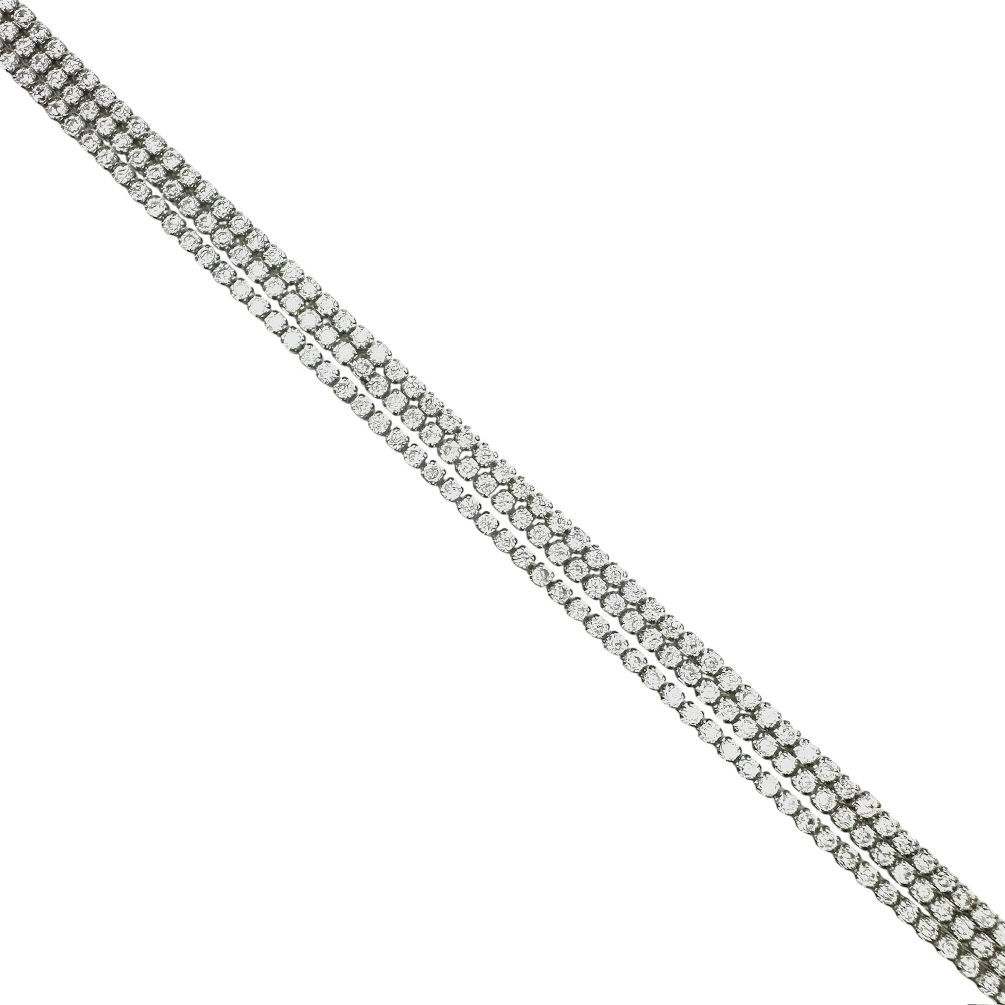 Wasserdichtes 3-reihiges Zirkonia Tennisarmband T-Bar Silber 18cm