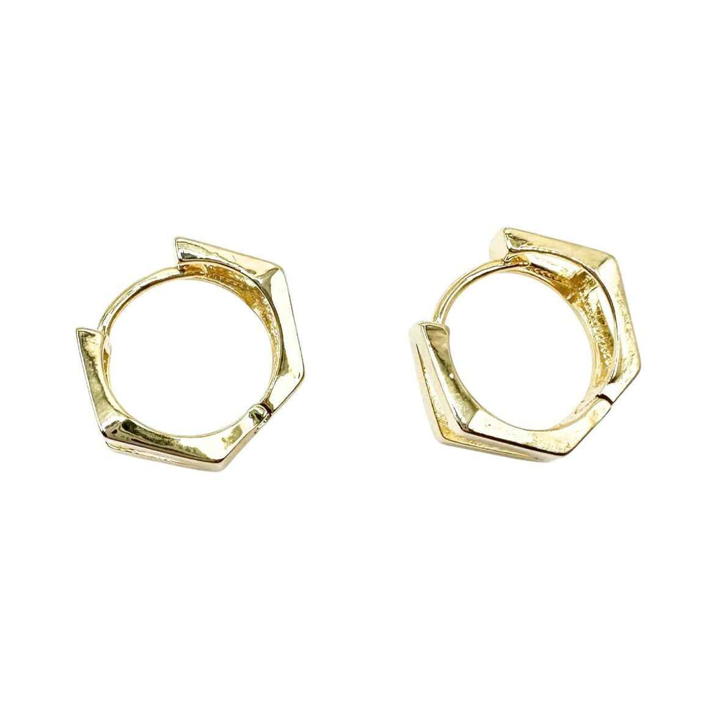 Wasserdichte Hexagon Double Bar Huggie Ohrringe Gold