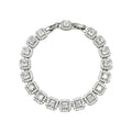Wasserdichtes Princess-Cut Halo Zirkonia Tennisarmband Silber 16+2cm