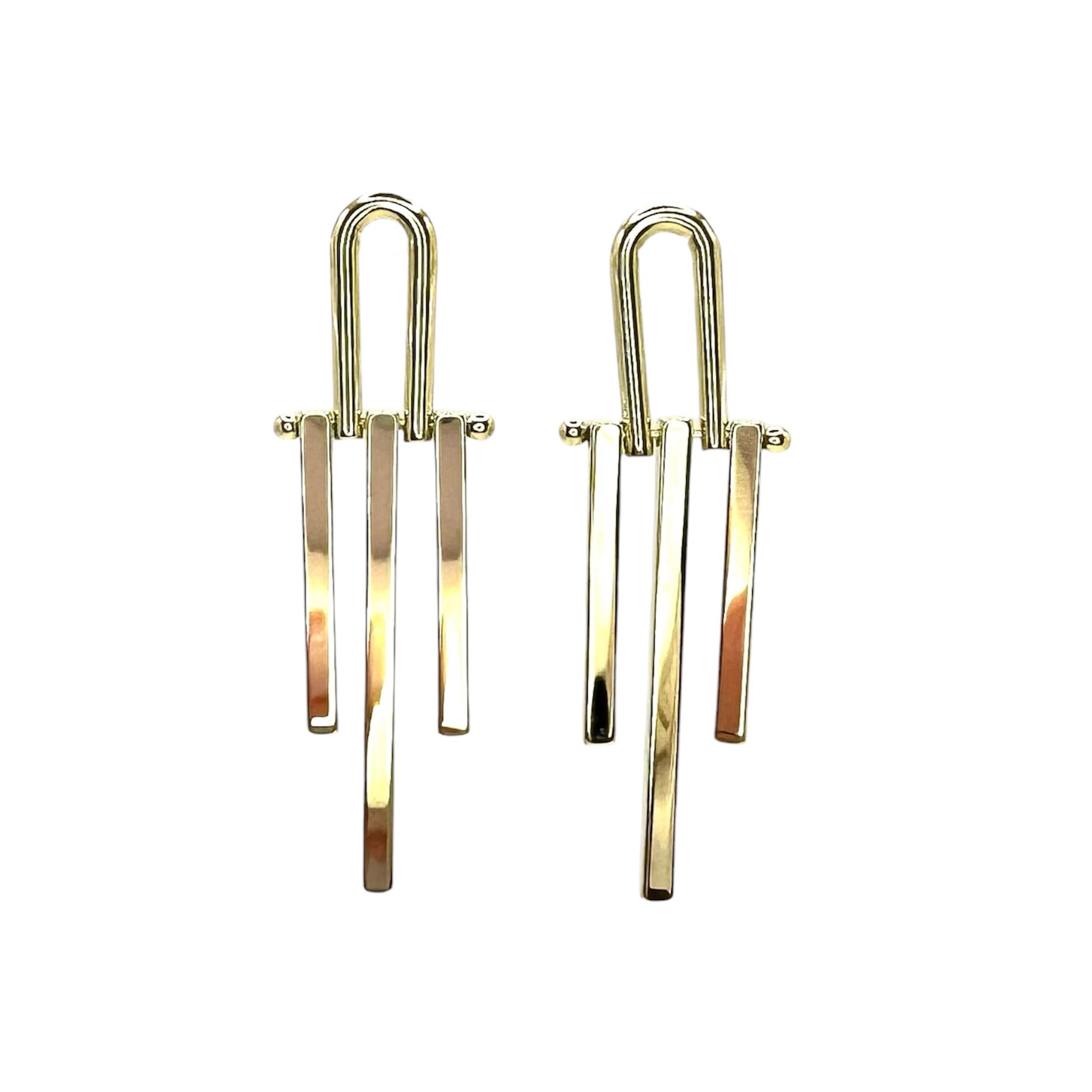 Wasserdichte Arch Triple Bar Tassel Ohrringe Gold
