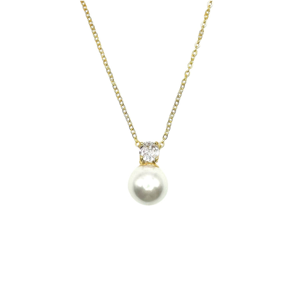 Wasserdichte Ankerkette Perlen-Zirkonia Anhänger 12mm Gold 41+5cm