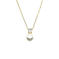 Wasserdichte Ankerkette Perlen-Zirkonia Anhänger 12mm Gold 41+5cm