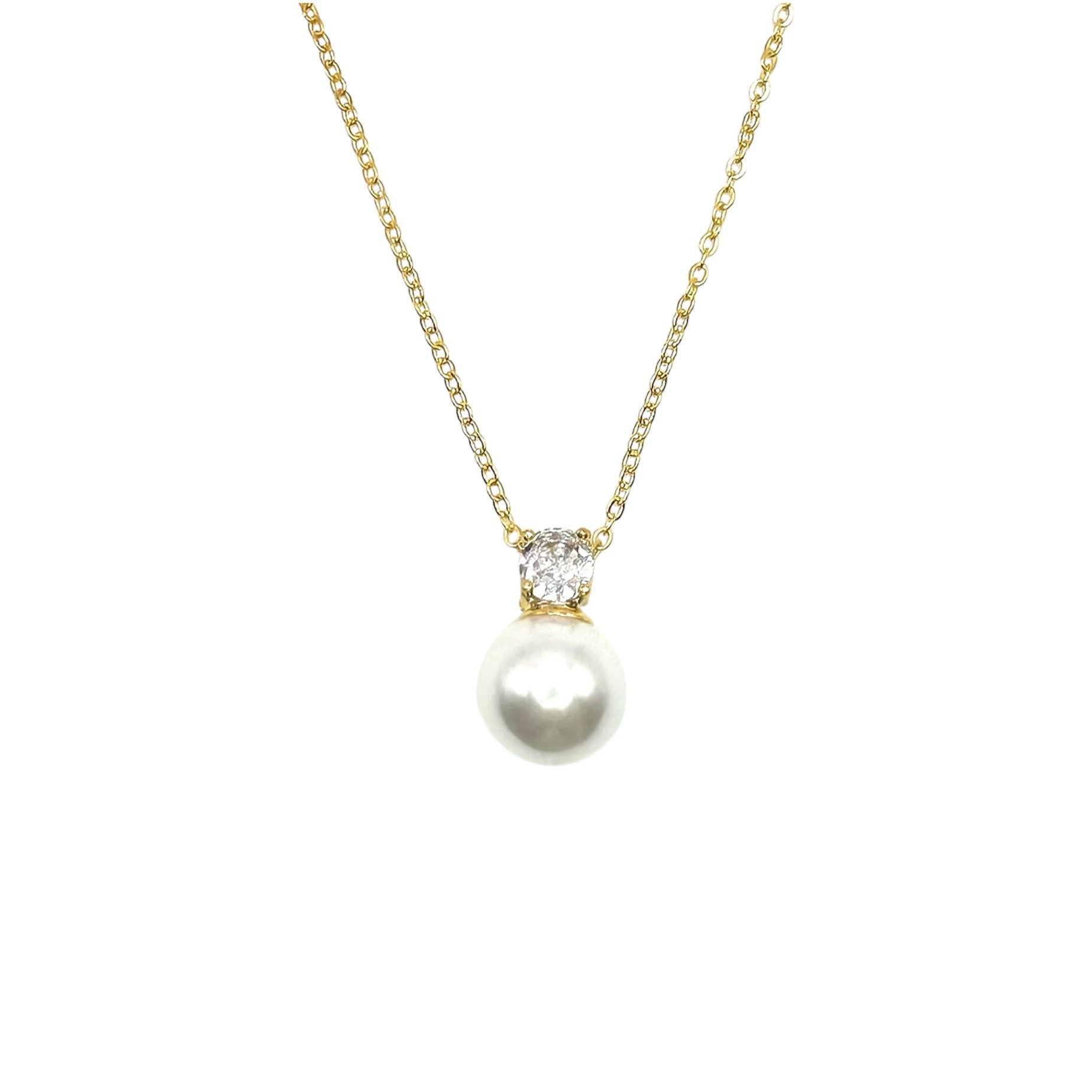 Wasserdichte Ankerkette Perlen-Zirkonia Anhänger 12mm Gold 41+5cm