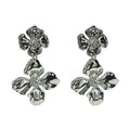 Wasserdichte Zirkonia Double Flower Drop Ohrringe Silber 6,7cm 4cm+2,5cm
