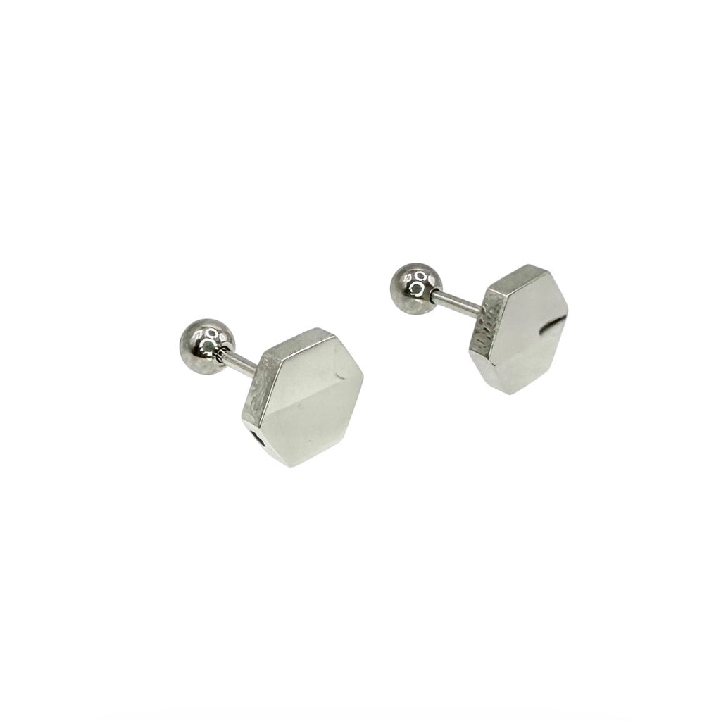 Wasserdichte Hexagon Fake Piercing Ohrstecker, silberfarben