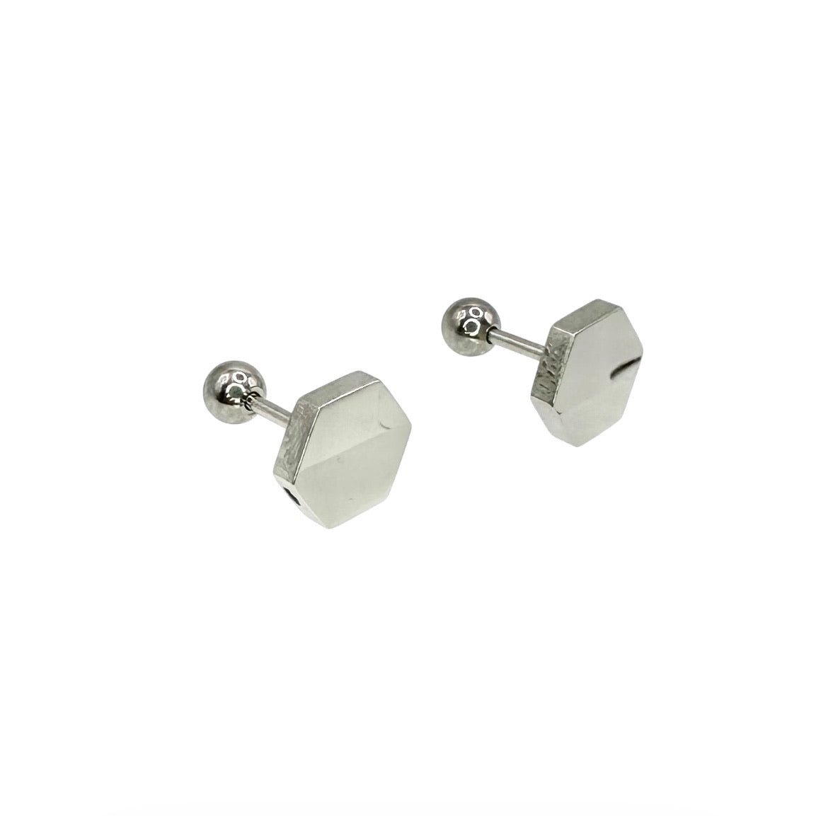 Wasserdichte Hexagon Fake Piercing Ohrstecker, silberfarben