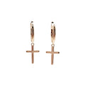 Wasserdichte Creole Kreuz Charm Ohrringe Rosegold