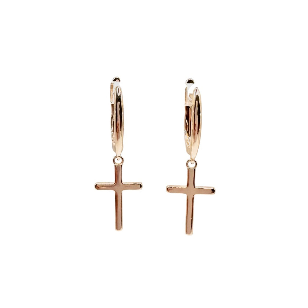 Wasserdichte Creole Kreuz Charm Ohrringe Rosegold