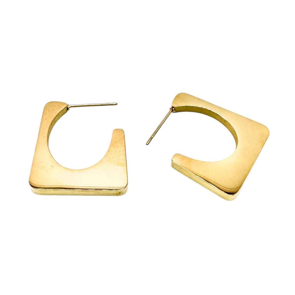 Wasserdichte Quadratische Flat Hoop Ohrringe Gold