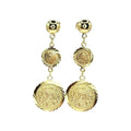 Wasserdichte Antike Münze Double Coin Ohrringe Gold 5cm 19mm+11mm
