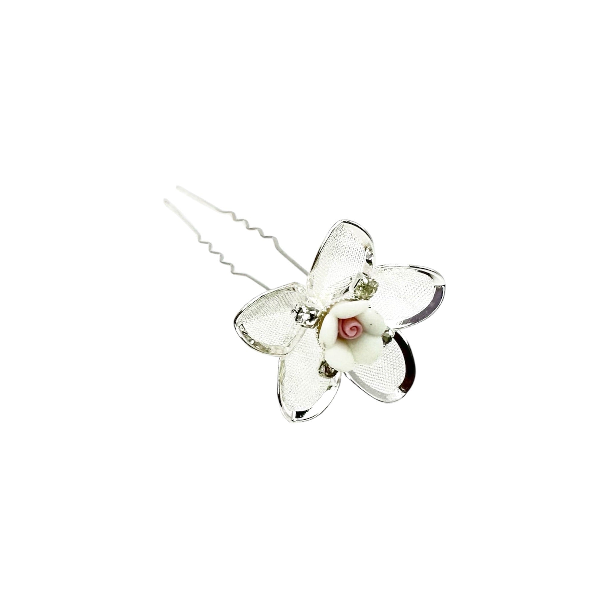 Haarnadel mit Blüte und Röschen