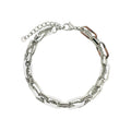 Wasserdichtes Layered Paperclip Panzerkette Armband Silber 17,5+4cm