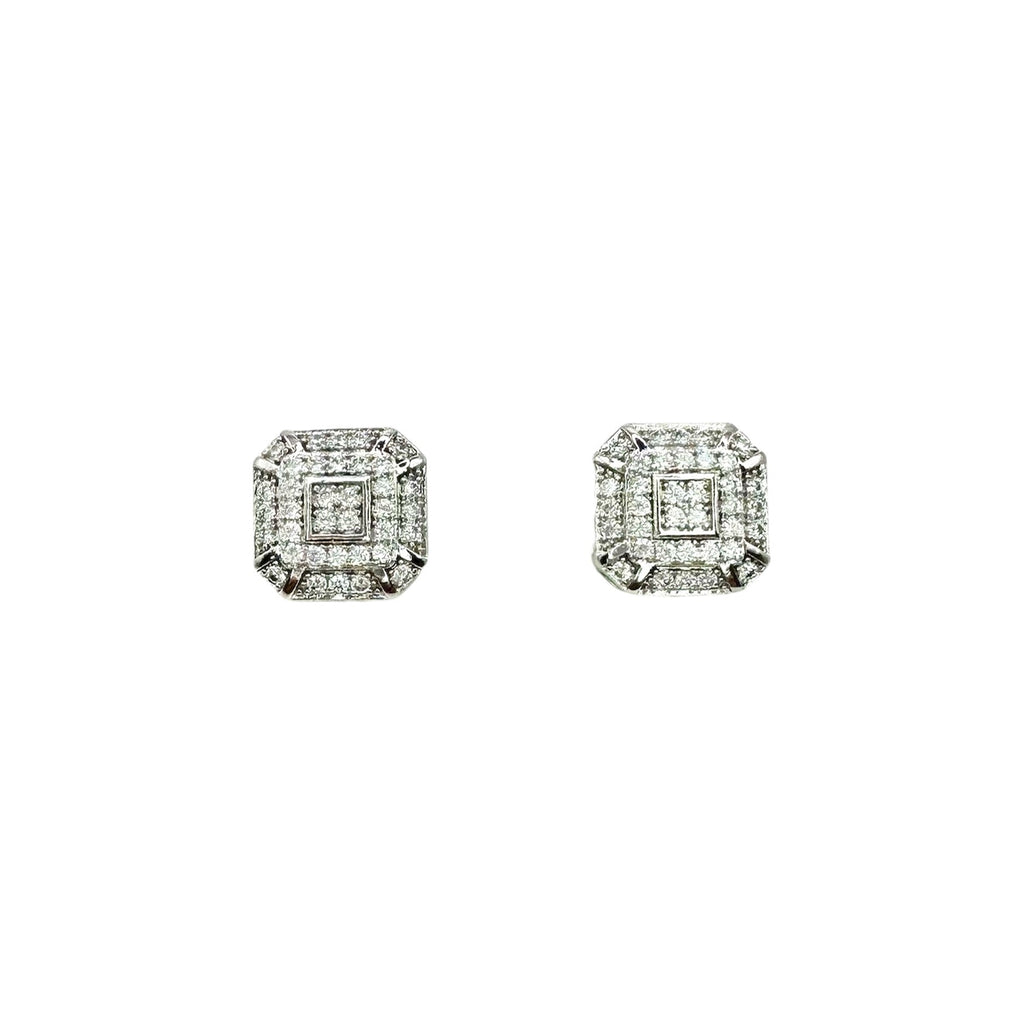 Wasserdichte Zirkonia Pavé Cushion Square Ohrstecker Silber