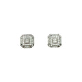 Wasserdichte Zirkonia Pavé Cushion Square Ohrstecker Silber