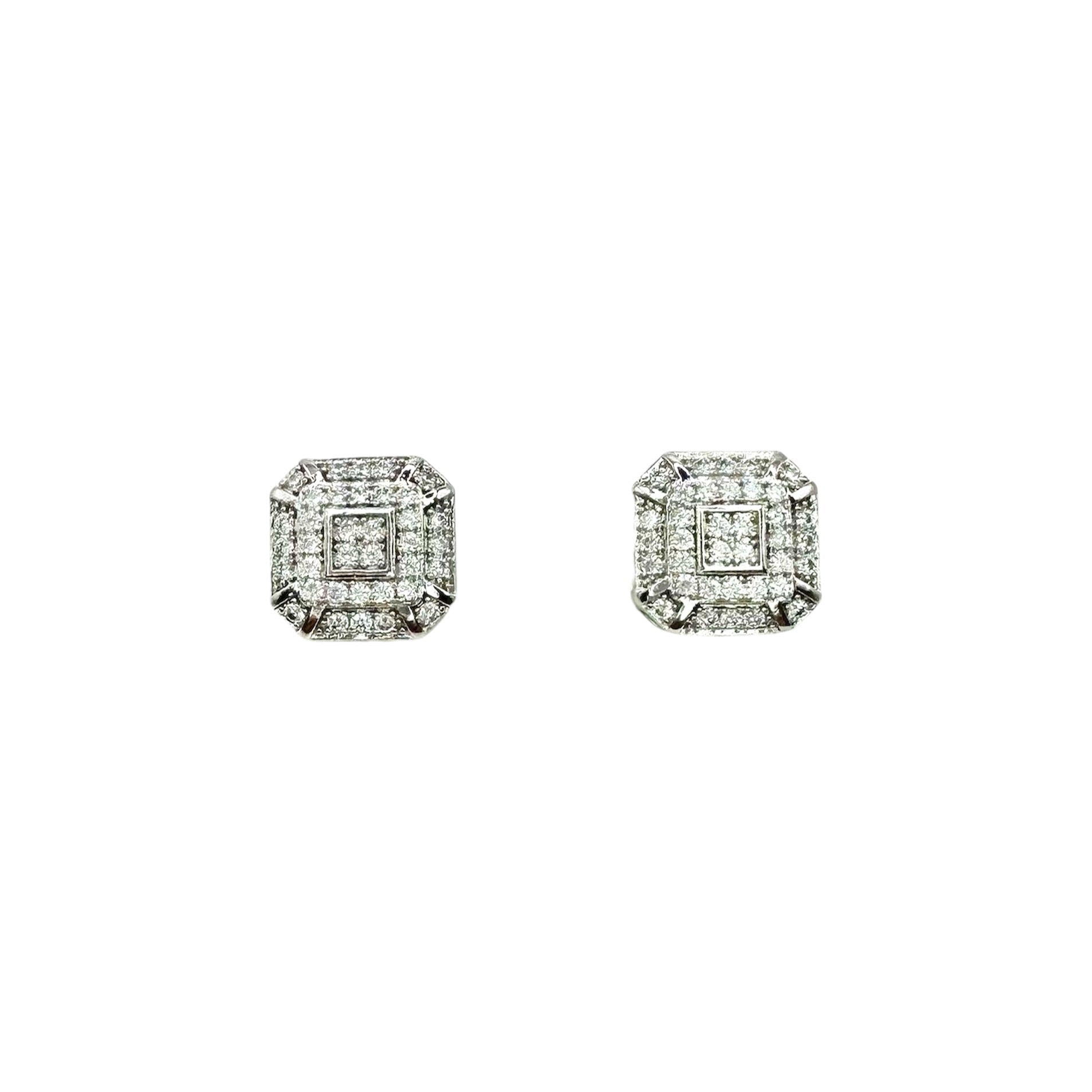 Wasserdichte Zirkonia Pavé Cushion Square Ohrstecker Silber