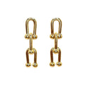 Waterproof Double Shackle Link Earrings Gold