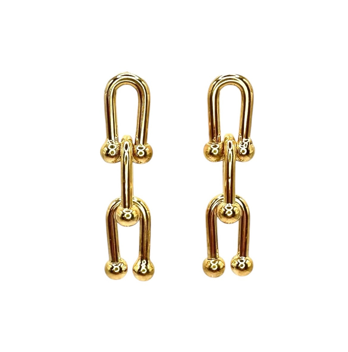 Wasserdichte Double Shackle Link Ohrringe Gold