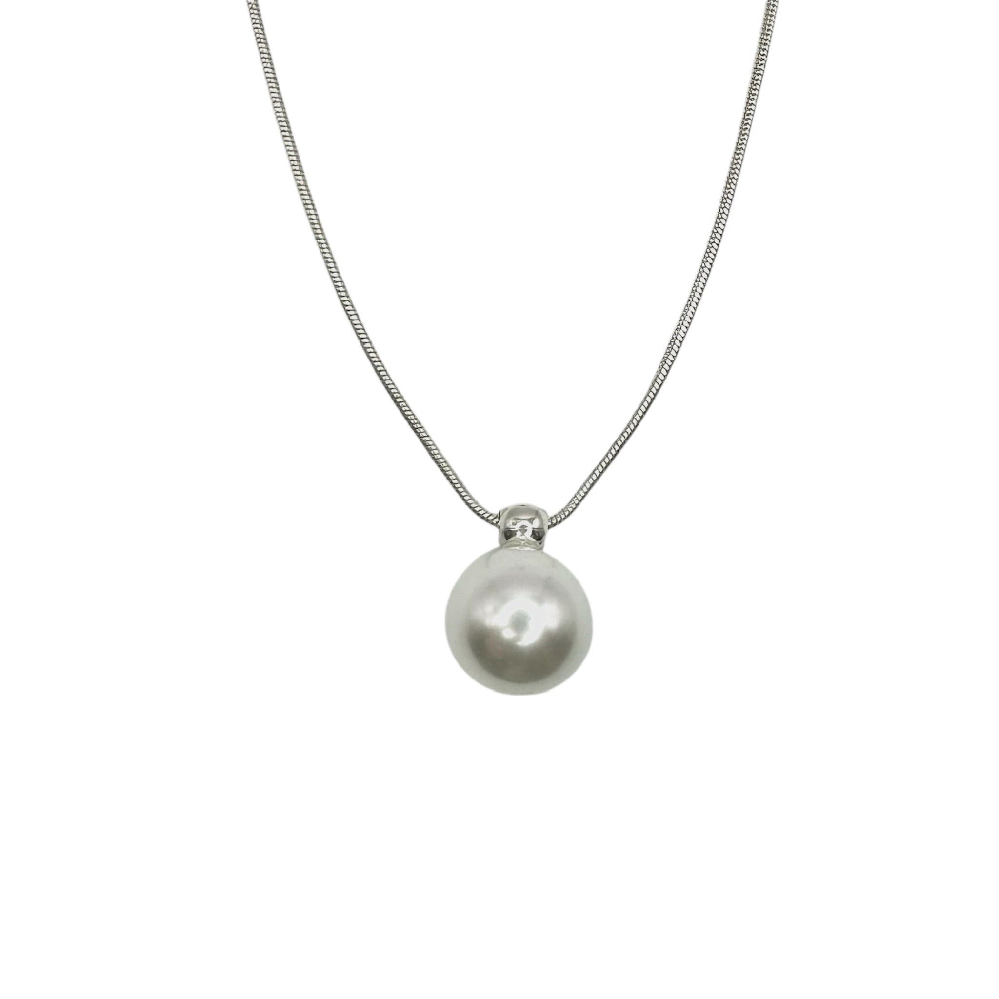 Wasserdichte Schlangenkette Perlen-Anhänger 12mm Silber 40+5cm