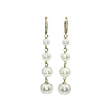 Wasserdichte Zirkonia Creole Graduated Pearl Drop Ohrringe Gold