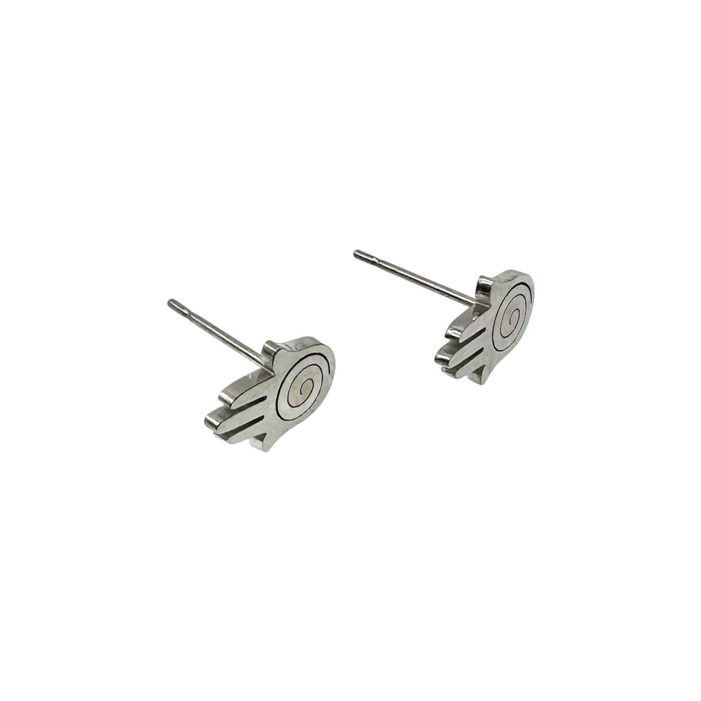 Wasserdichte Hamsa Hand Spirale Ohrstecker Silber