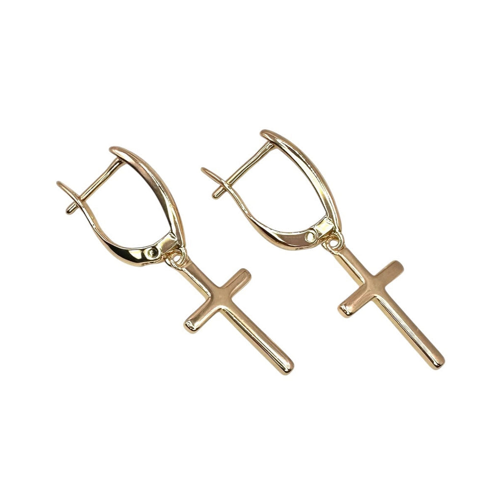 Wasserdichte Creole Kreuz Charm Ohrringe Rosegold