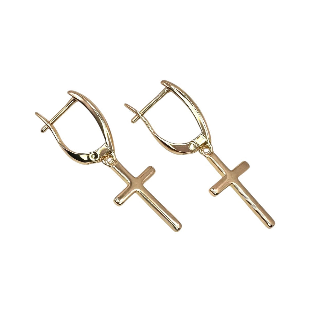 Wasserdichte Creole Kreuz Charm Ohrringe Rosegold
