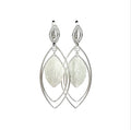 Waterproof Zirconia Marquise Double Leaf Earrings Silver 65mm