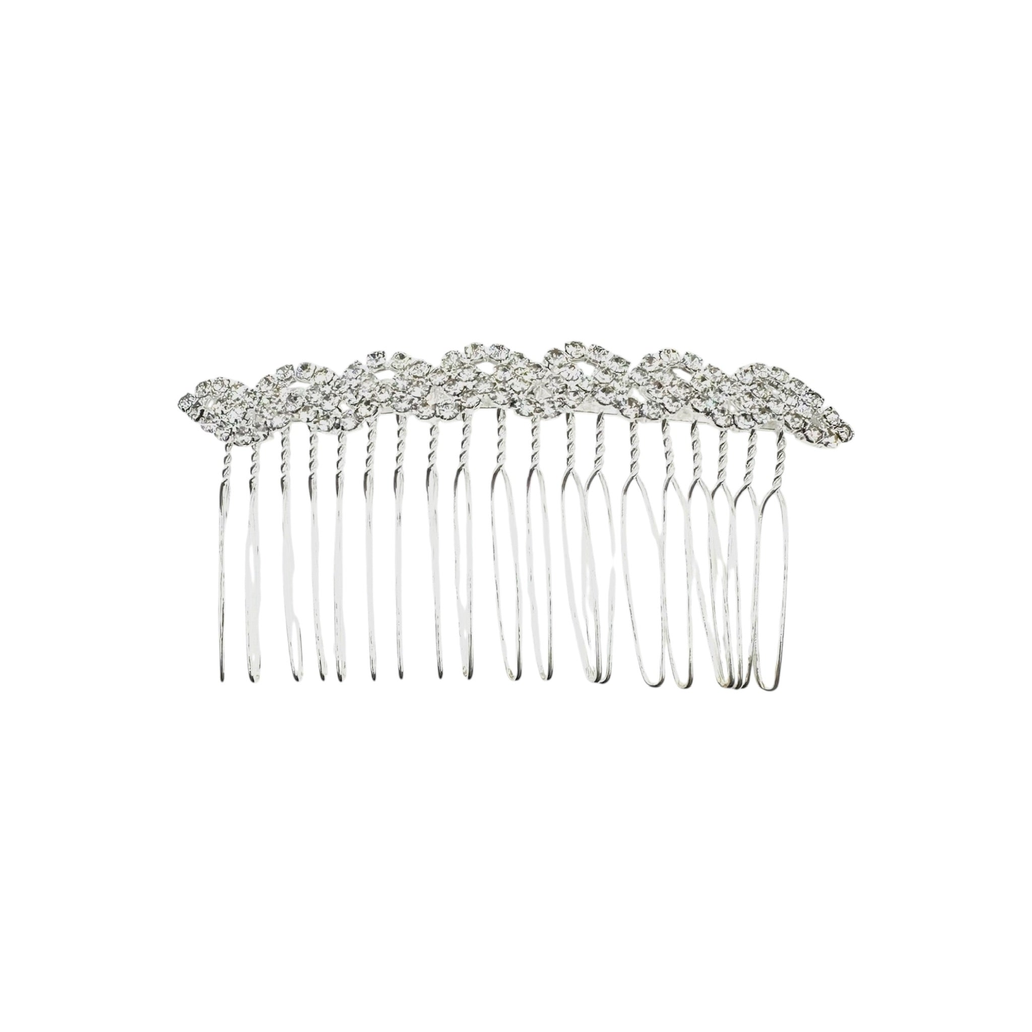 Haarkamm mit Kristallwellen Silber