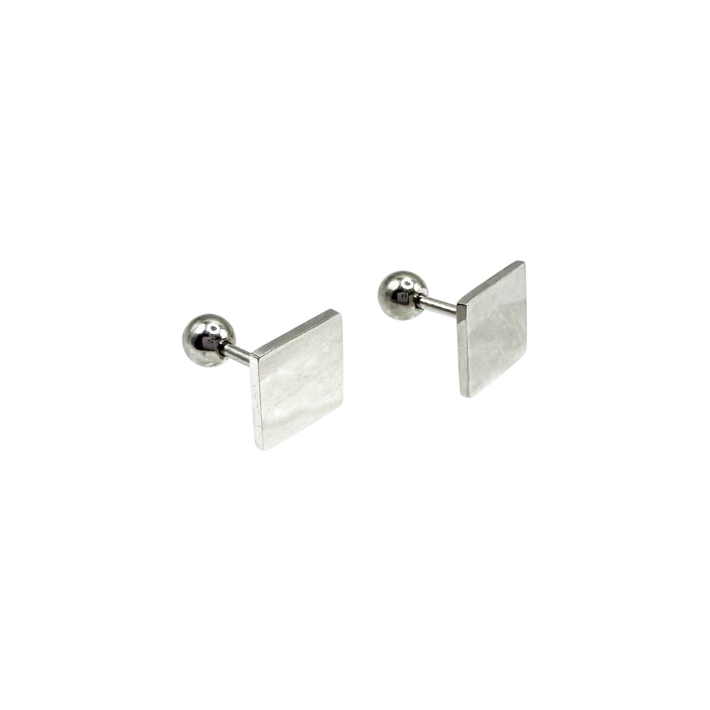 Wasserdichte Perlmutt Quadrat Fake Piercing Ohrstecker, silberfarben
