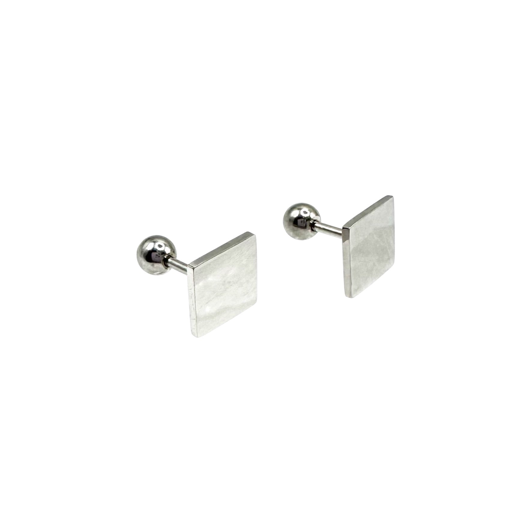 Wasserdichte Perlmutt Quadrat Fake Piercing Ohrstecker, silberfarben