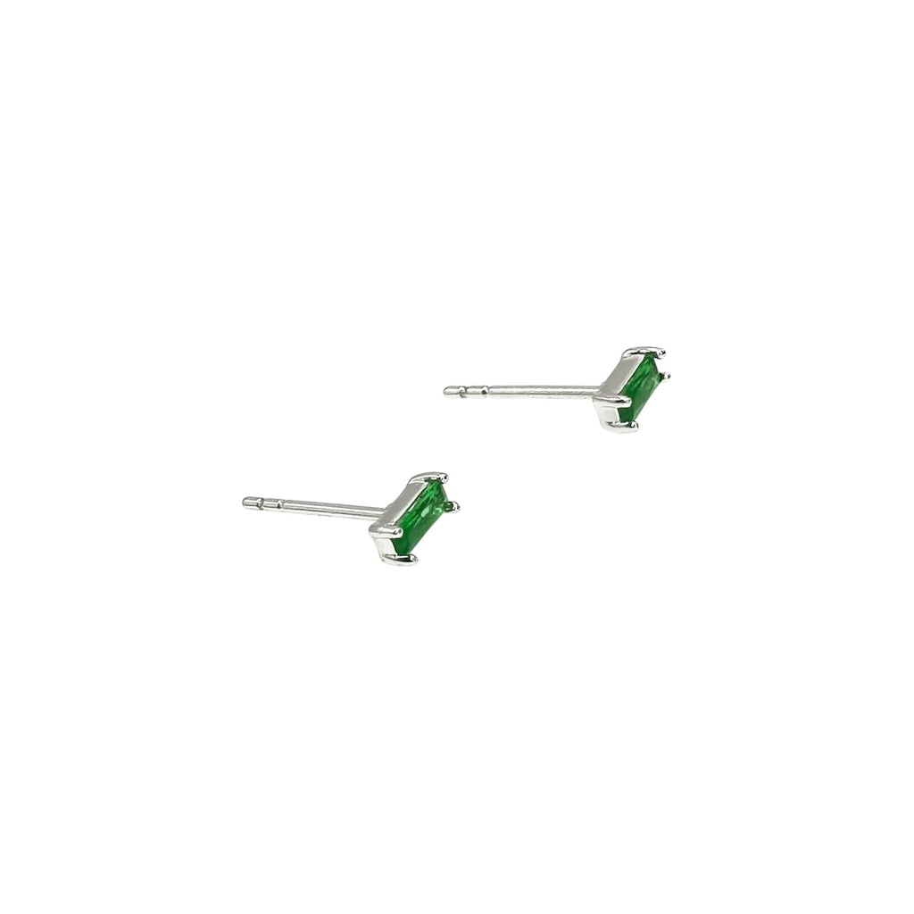 Wasserdichte Smaragd Zirkonia Baguette Ohrstecker Silber