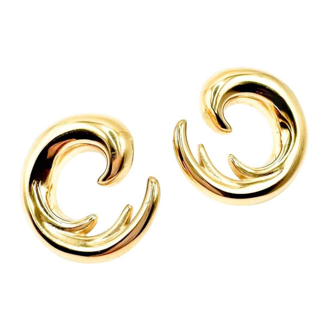 Wasserdichte Puffy Spirale Swirl Ohrstecker Gold