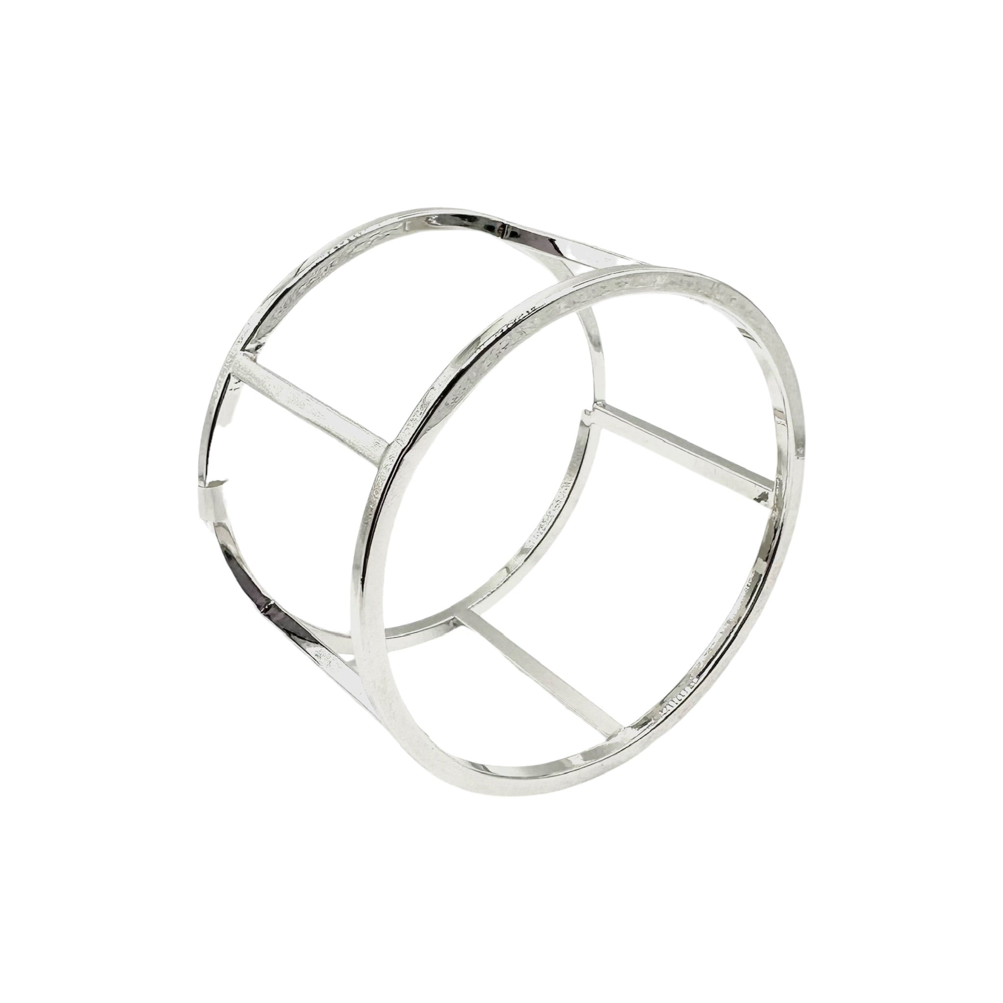 Wasserdichter Cage Cuff Bangle Armreif Silber 6,5cm innen 4,5cm breit