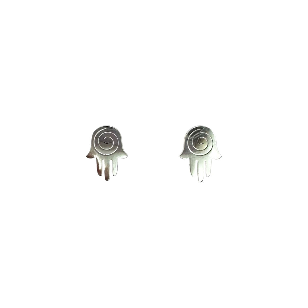 Wasserdichte Hamsa Hand Spirale Ohrstecker Silber