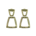 Wasserdichte Gerillte Trapez Double Drop Ohrringe Gold