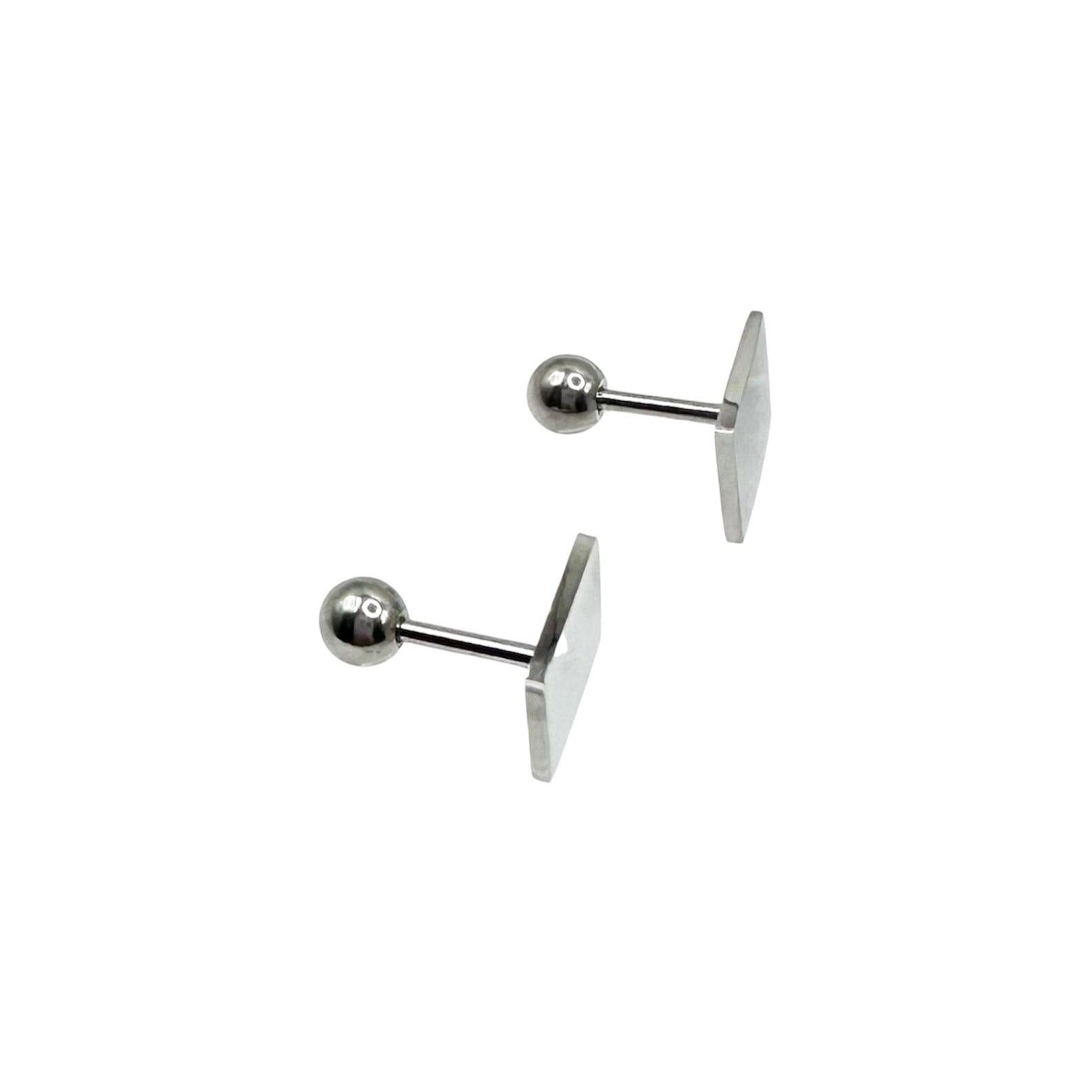 Wasserdichte Perlmutt Quadrat Fake Piercing Ohrstecker, silberfarben