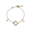 Wasserdichtes Ankerkette Kleeblatt Charm Armband Zirkonia Gold 16,5+4cm