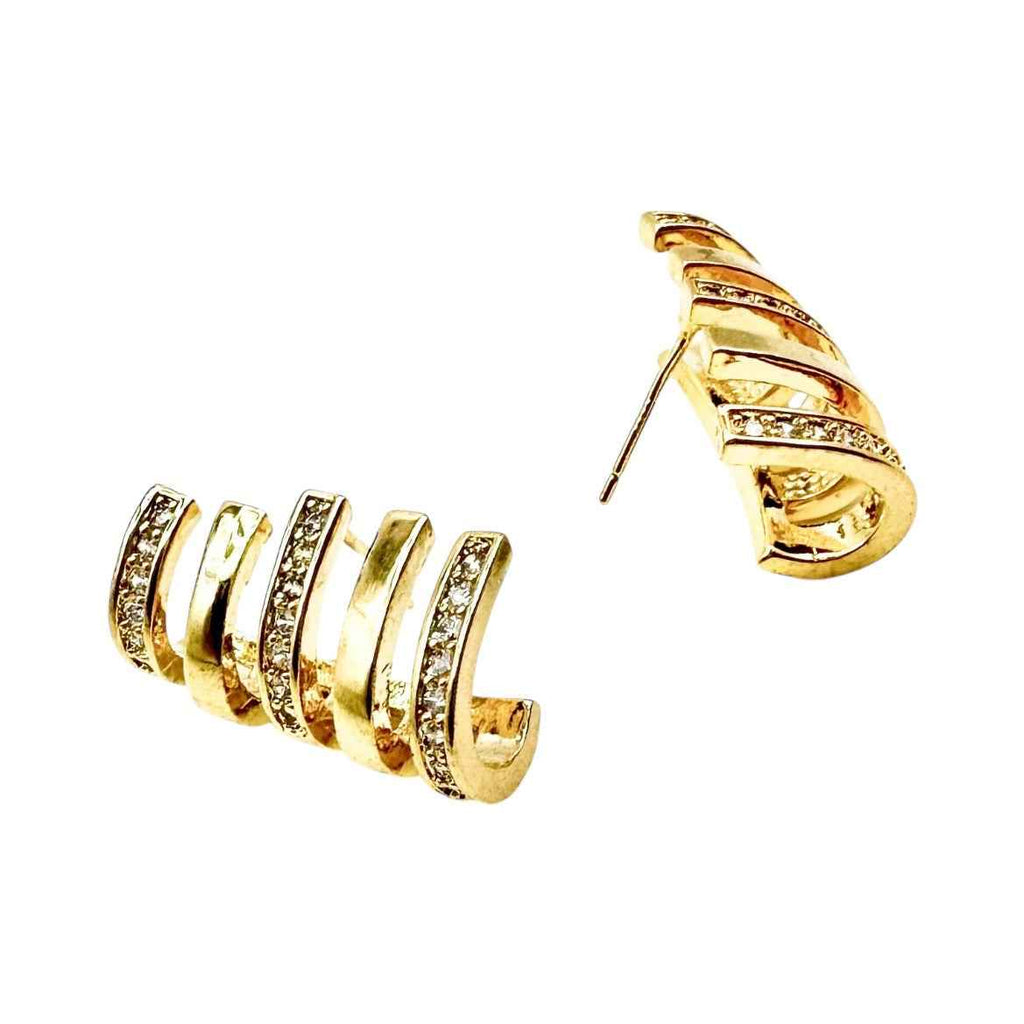 Wasserdichte Zirkonia Multi-Hoop Spiral Ear Cuff Ohrringe Gold