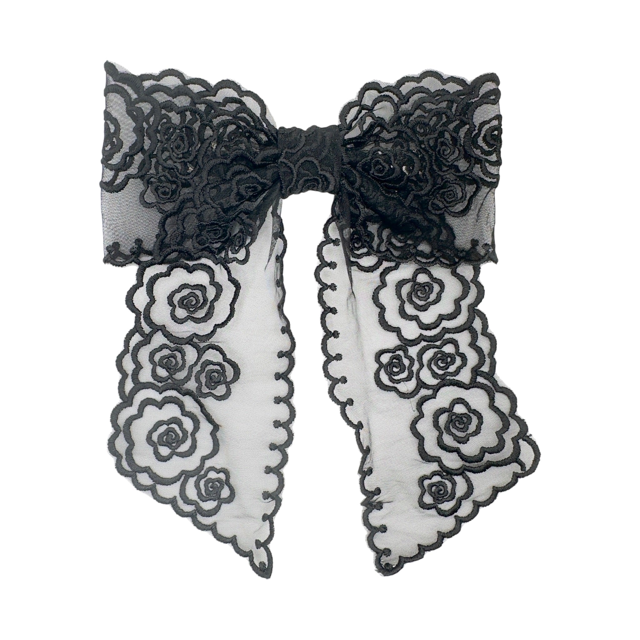Haarschleife Spitze mit Rosen und langen Bändern