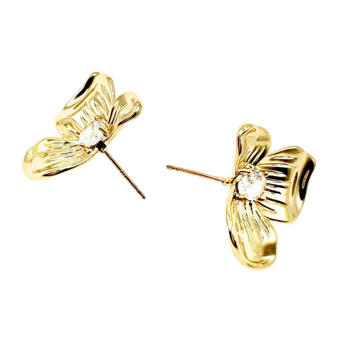 Wasserdichte Zirkonia Blüten Ohrstecker Gold