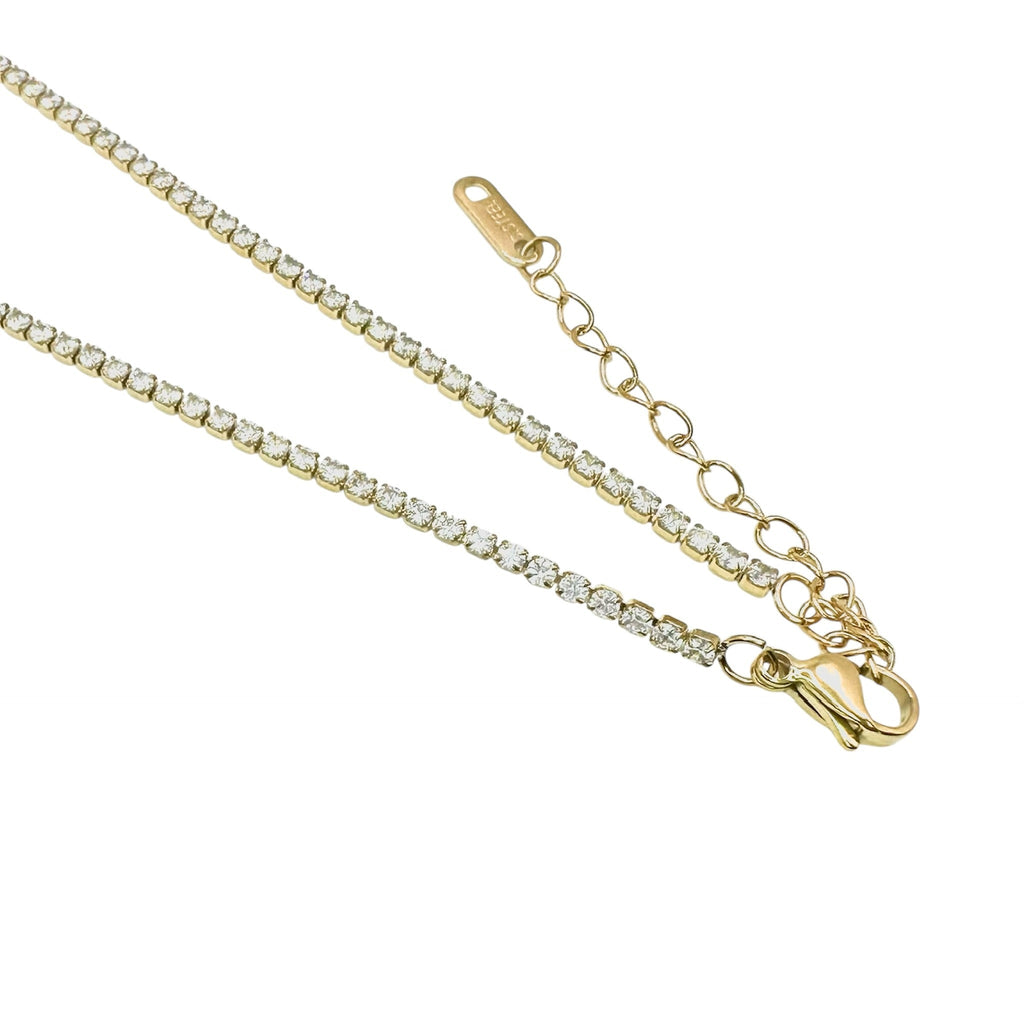 Wasserdichte Zirkonia Tennis Kette 2mm Gold 40+5cm