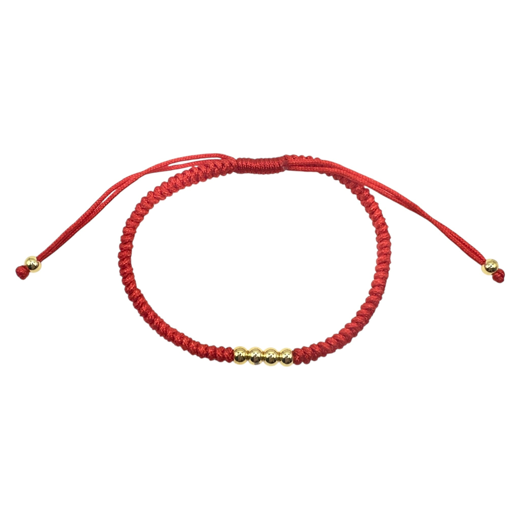 Wasserdichtes Rotes Makramee Schutzarmband Goldkugeln verstellbar 4mm